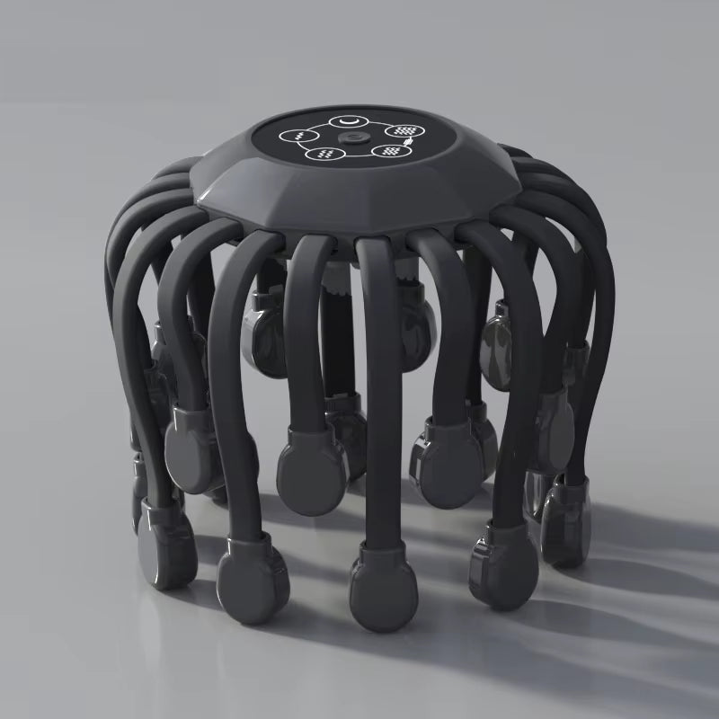 Orange Octopus Head Massager, 10/20 Independent Massage Heads, Wireless Vibration Scalp Scratcher for Daily Relaxation